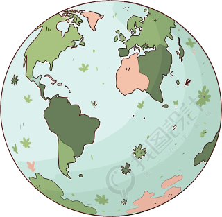 绿色地球卡通插图