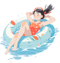 游泳女孩高清PNG插画
