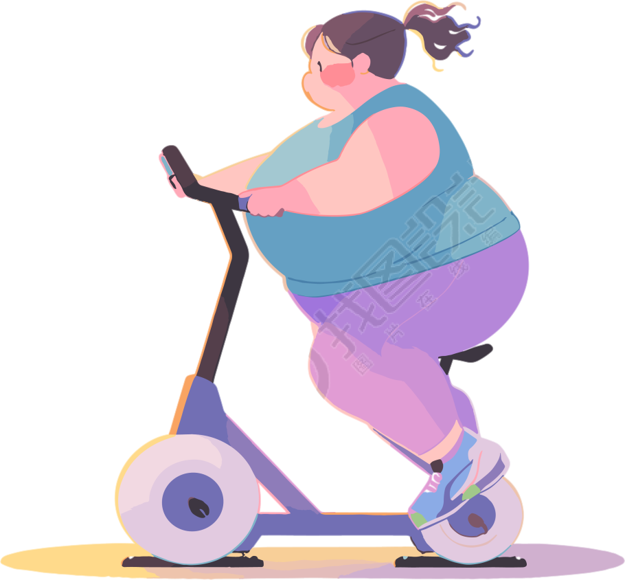 胖女孩健身简单插画