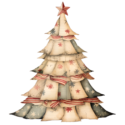 复古圣诞树PNG素材