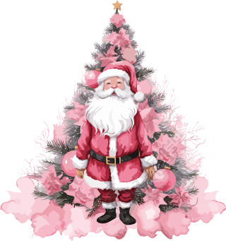 粉色圣诞老人PNG图像插画