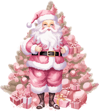 粉色圣诞老人商用设计元素