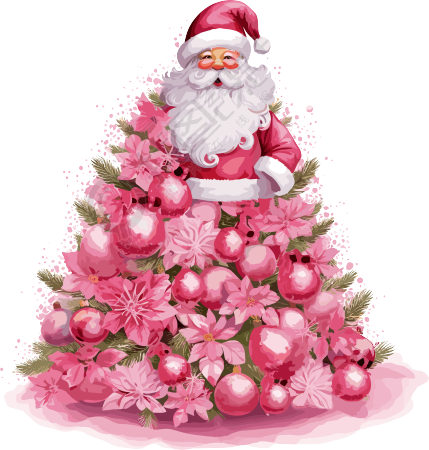 粉色圣诞老人PNG商业设计素材