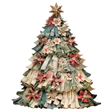 复古圣诞树装饰图形素材