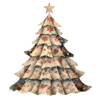 复古圣诞树透明背景插画