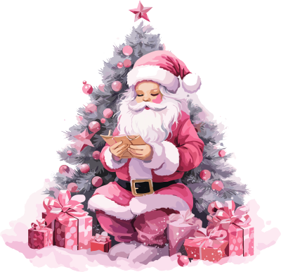 粉色圣诞老人PNG元素