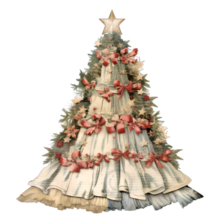 复古圣诞树装饰插画