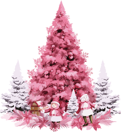 粉色圣诞树透明背景插图