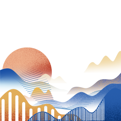 文化传承创意设计抽象远山插画