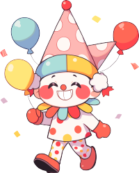 卡通小丑可爱彩色插画