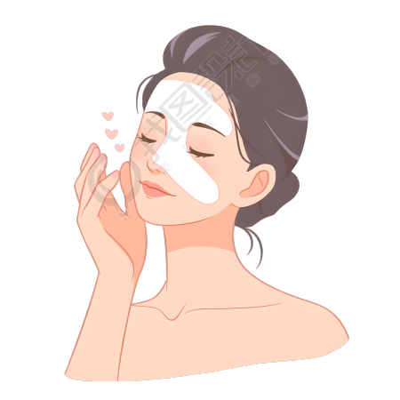 女性护肤敷面膜插画
