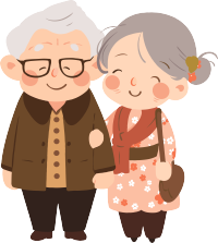 亚洲老夫妇插图设计素材