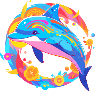 可爱海豚海洋插图设计