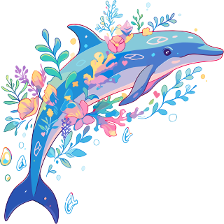 可爱海豚插画元素