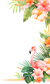 绿色边框火烈鸟素材