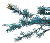 松枝积雪简约设计元素
