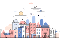 城市主题简洁透明背景插图