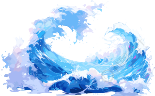 蓝色海浪PNG插画设计