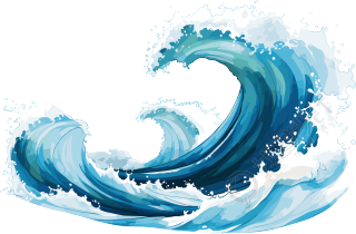 蓝色海浪透明背景创意设计插画