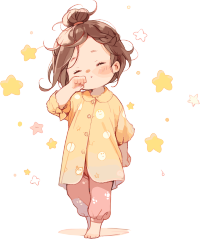 睡衣女孩手绘插画