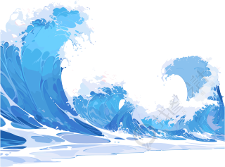 蓝色海浪插图