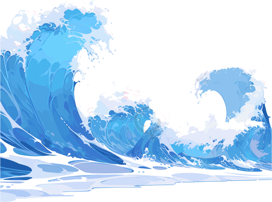 蓝色海浪插图