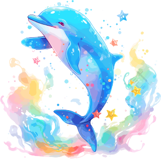 海豚彩色插画
