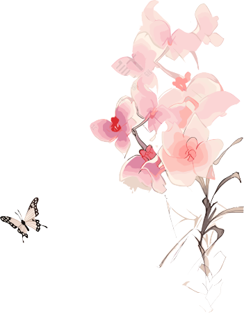 兰花蝴蝶水墨意境素材
