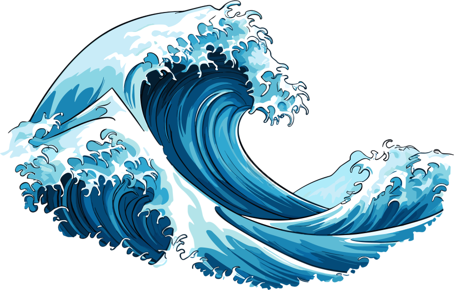 蓝色海浪插画