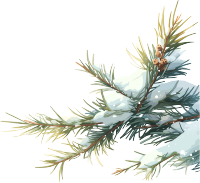 松枝上飘落的雪花素材