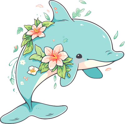 可爱海豚彩色插图
