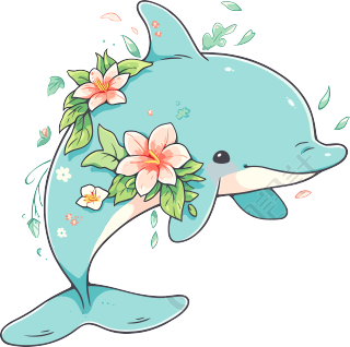 可爱海豚彩色插图