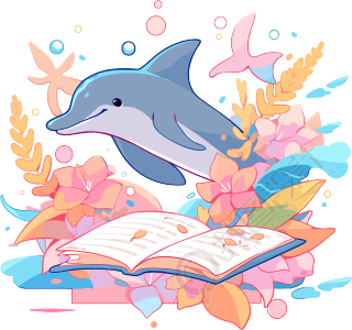 可爱海豚创意设计元素PNG插画