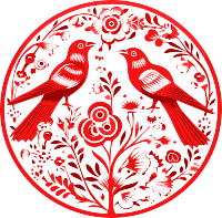 红色剪纸透明背景插画