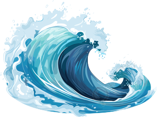 蓝色海浪透明背景高清插画