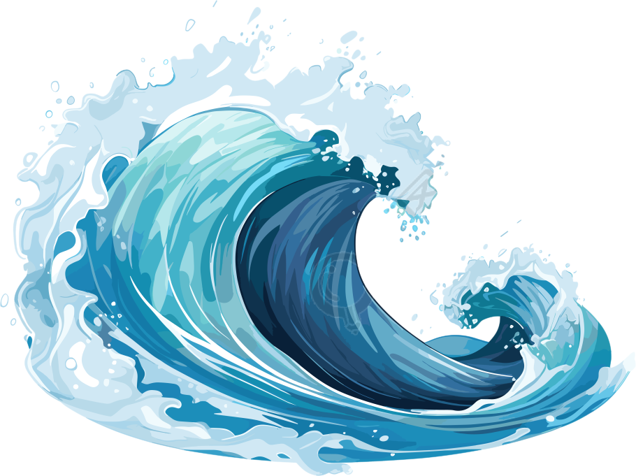 蓝色海浪透明背景高清插画