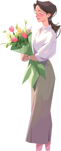 教师节卡通女老师简约花束素材