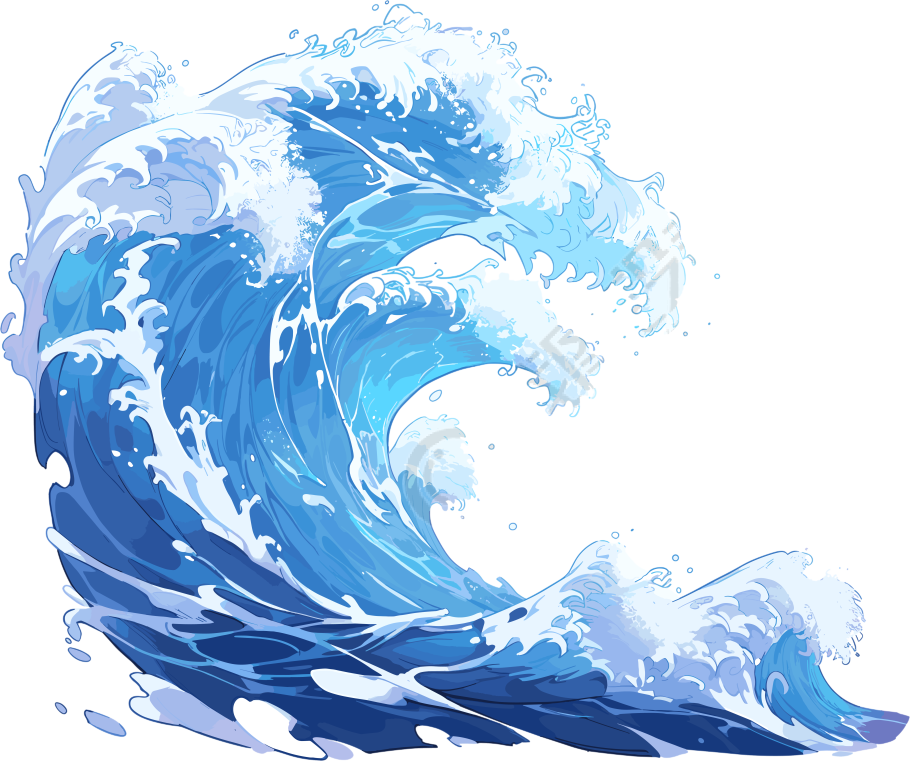 蓝色海浪插画设计元素