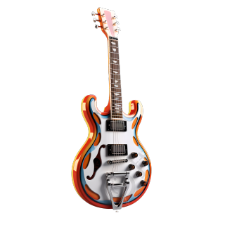 3D吉他创意设计插图