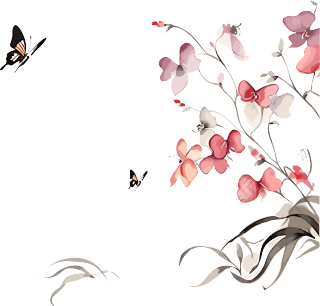 兰花蝴蝶水墨图形素材