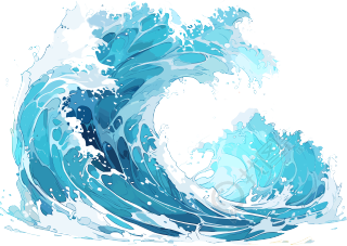 蓝色海浪动画风格素材