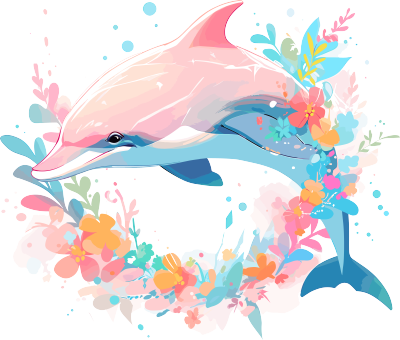 可爱海豚插画设计素材