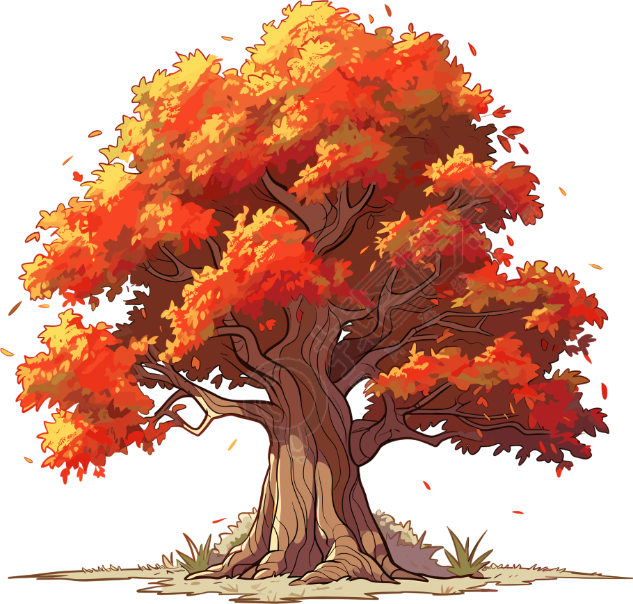 秋天大树手绘风格素材