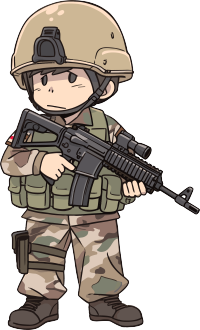 卡通士兵手绘插画风格素材