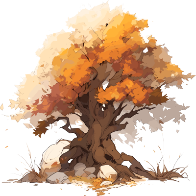 秋天大树透明背景素材