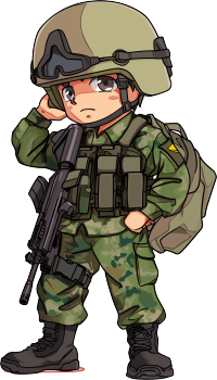 卡通士兵手绘插图