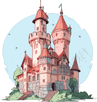 卡通城堡透明背景设计元素