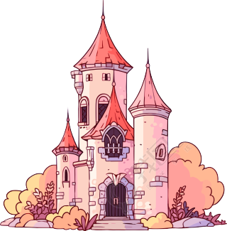 卡通城堡创意插图
