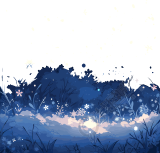 雪景夜晚手绘插图