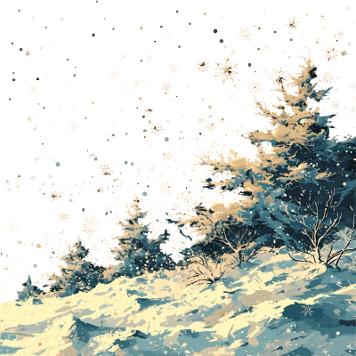雪景手绘插图素材
